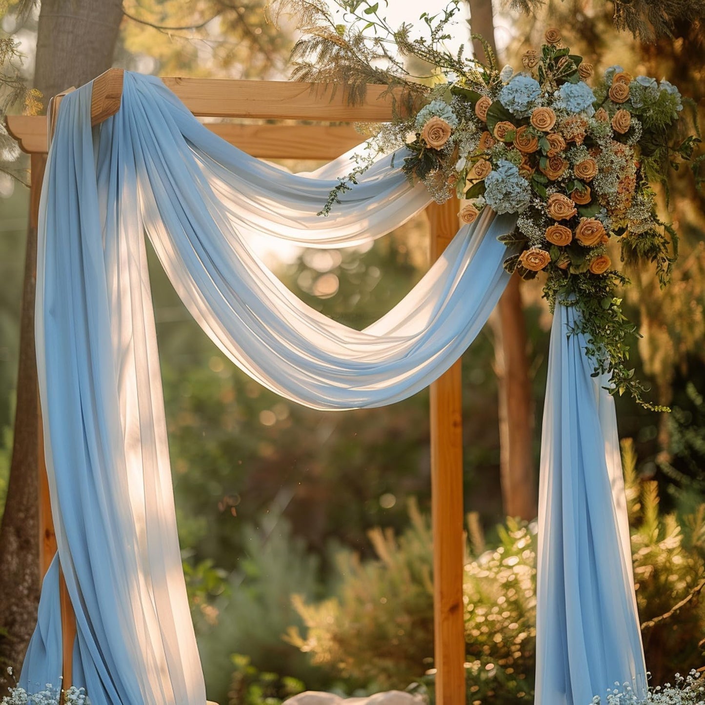 Wokceer Baby Blue Wedding Arch Draping Fabric Backdrop 3 Panels 28.7" X 20FT Sheer Drapes Fabric for Wedding Arbor Ceremony Party