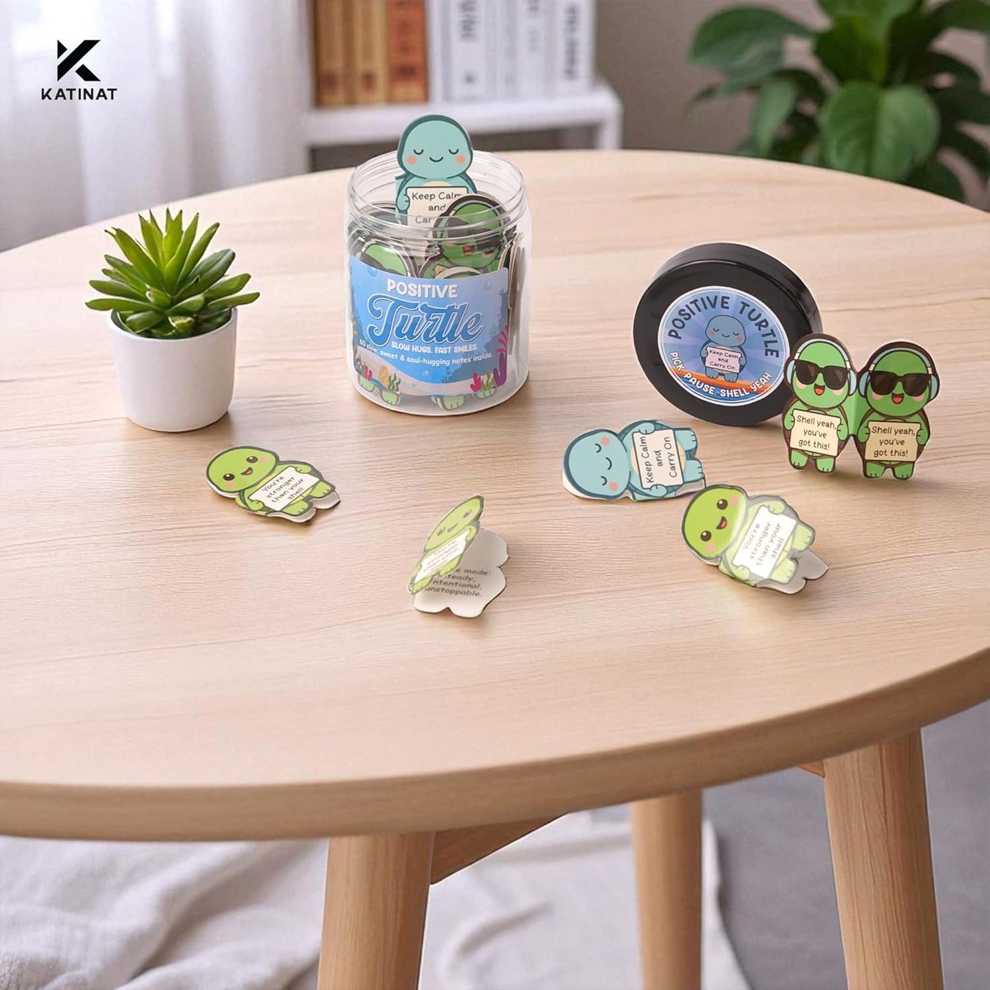 Positive Turtle Jar – 60 Funny Emotional Support Affirmation Cards, Sea Turtle Gifts for Women, Teens, Tweens, Girls, Turtle Decor, Trendy Teen Girl Stuff, Back to School Gifts, Teachers Gift