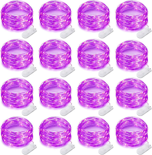 16 Pack 30 Led Fairy Lights Battery Operated String Lights 10 Feet Waterproof Twinkle Lights Mason Jar Purple