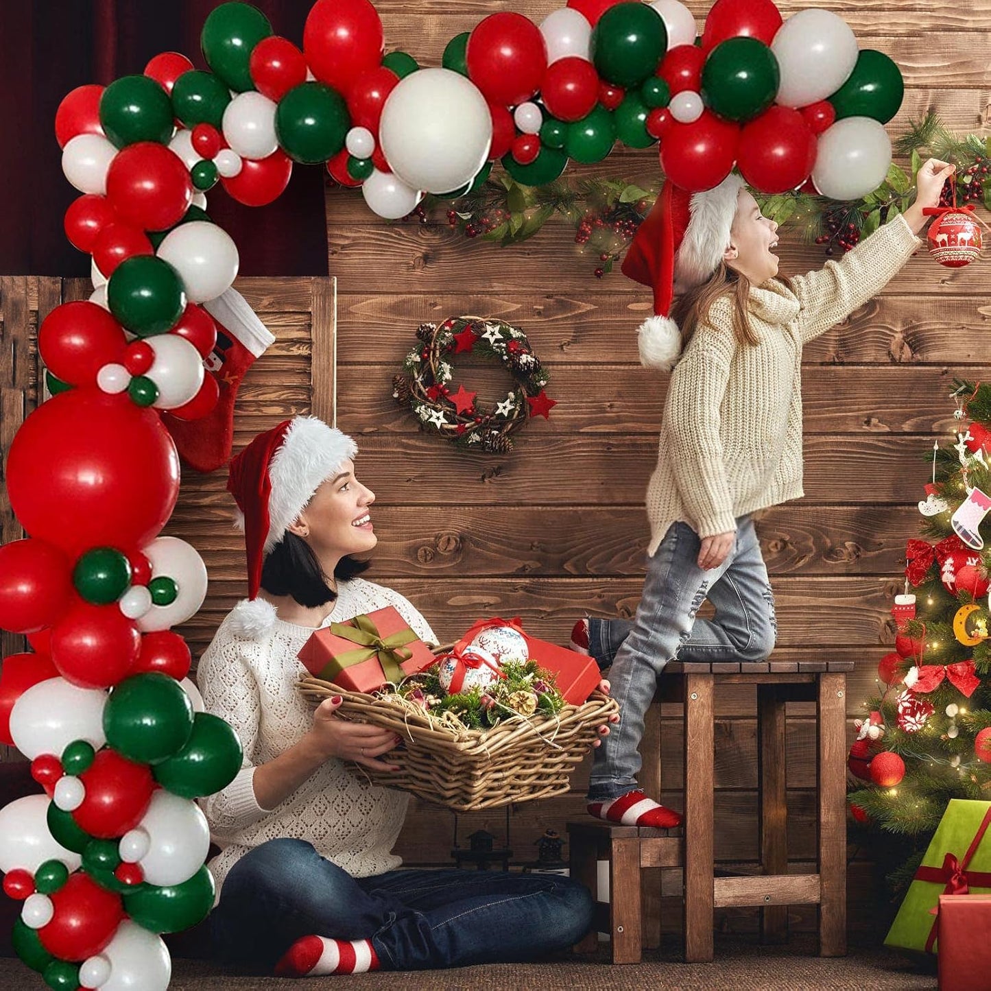 Balloons Garland Kit Red Green and White Balloons with Different Sizes for Wedding Birthday Festival Party Decoration