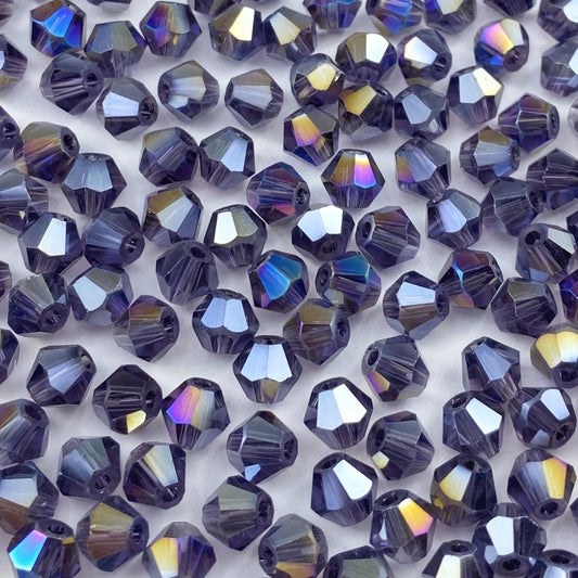 250pcs 6mm Bicone Crystal Glass Beads Loose Spacer Beads Faceted Craft Beads for Jewelry Making DIY Necklace Bracelet Earring Wind Chimes Suncatchers Ornamen(Violet AB)