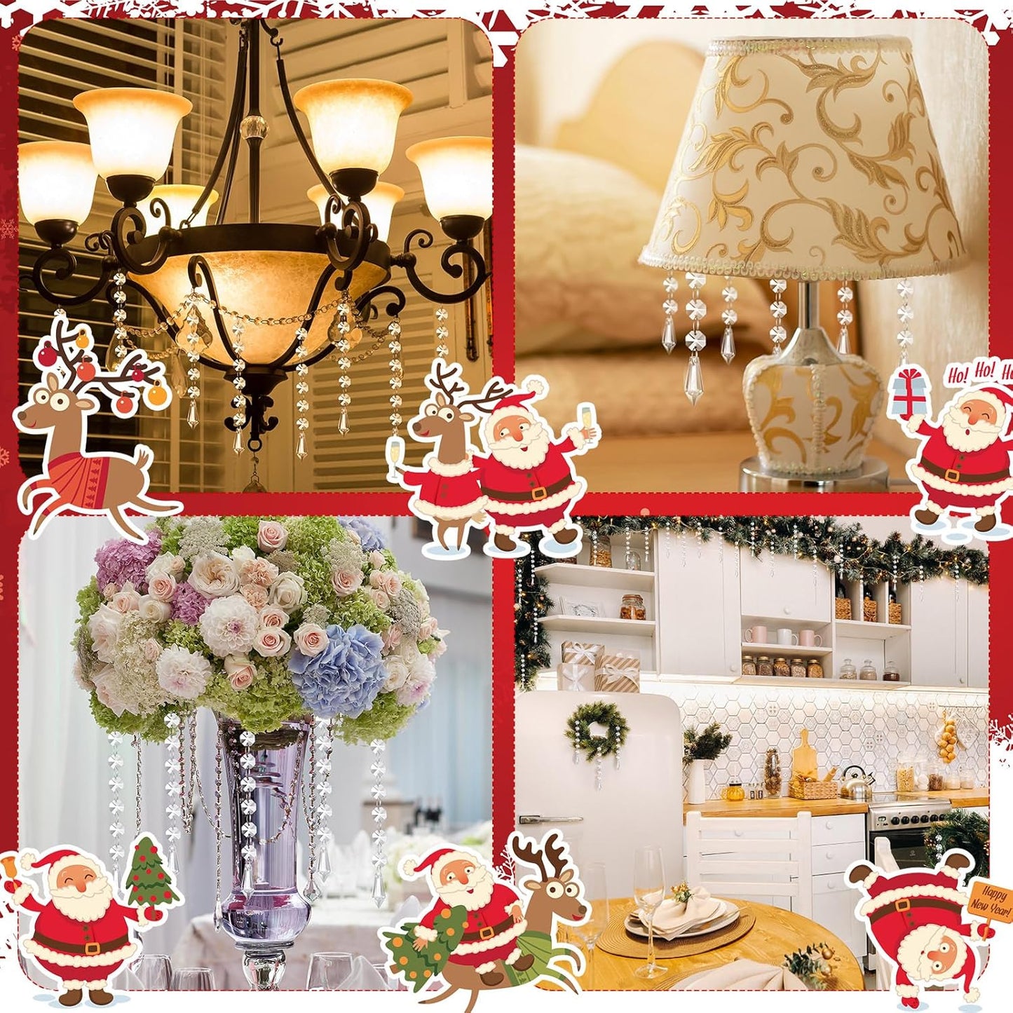 Nuenen 100 Pcs Acrylic Hanging Crystals for Centerpieces Chandelier Clear Crystal Garland Strands Ornament Acrylic Clear Beads Prisms Pendant for Christmas Tree Window Home Decoration(Icicle)