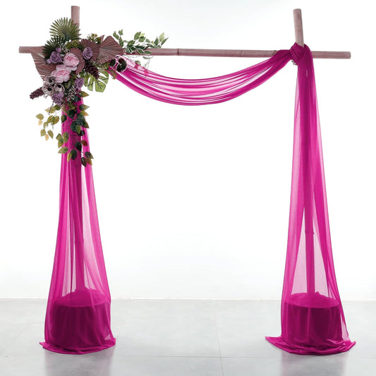 VDS Pack of 2 Panel (30 Inch X 100 Feet) Wedding Arch Draping Fabric Sheer Chiffon Fabric Drapery for Wedding Ceremony Reception Swag Backdrop Canopy Chuppah ARBO Altars Decoration (Magenta)