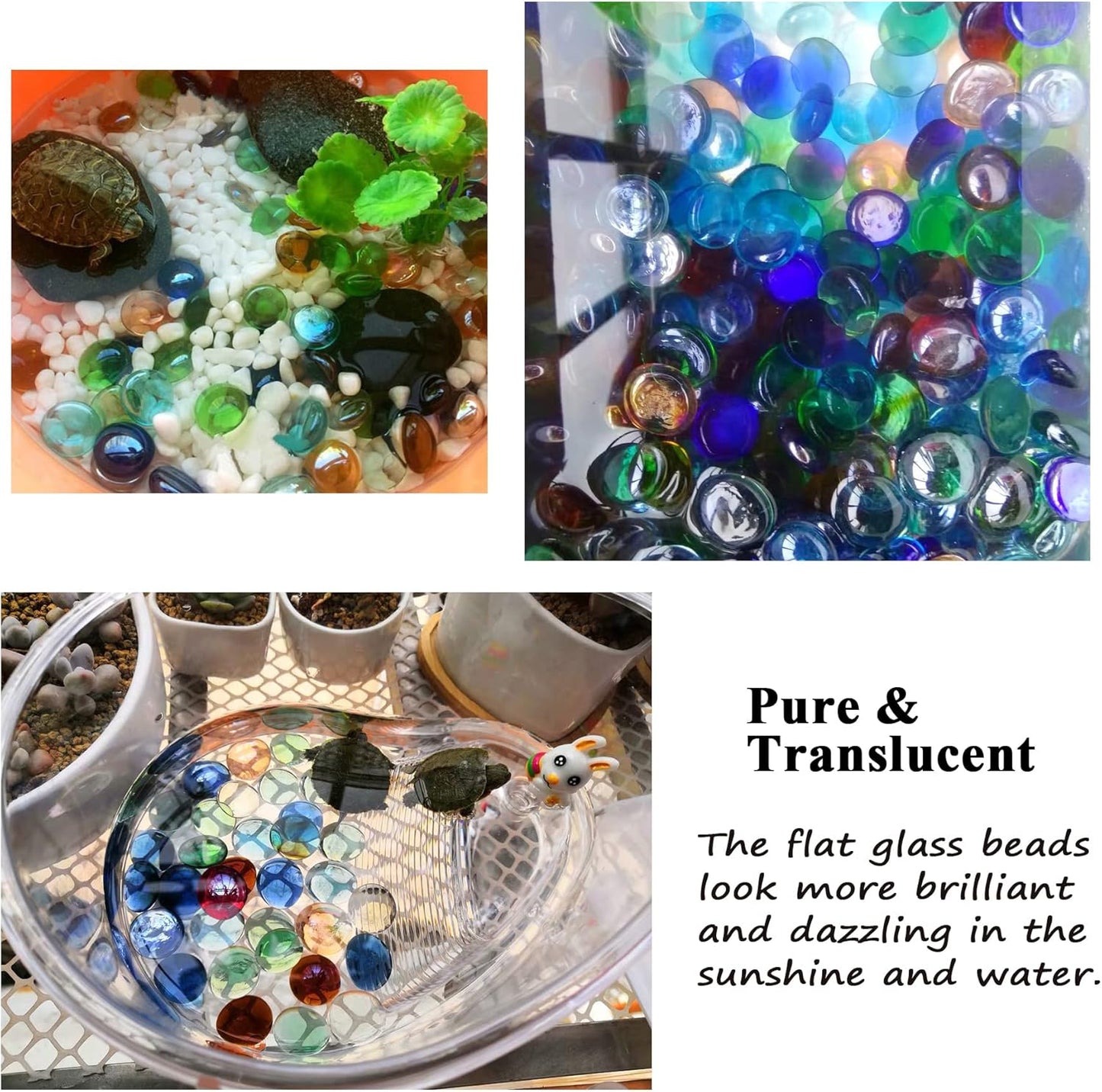 KINGOU Flat Glass Gems/Marbles/Stones/Beads for Vase Filler, Table Scatter, Games - 1 Lbs (17-19mm, Approx. 3/4")-Green