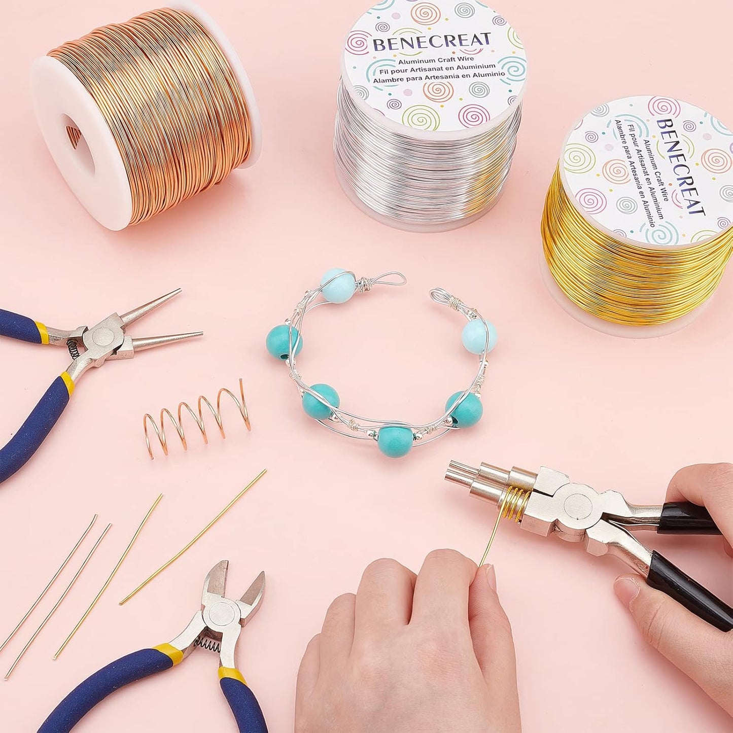 BENECREAT 18 Gauge Jewelry Craft Aluminum Wire 492 Feet Bendable Metal Sculpting Wire for Craft Floral Model Skeleton Making (Blue, 1mm)