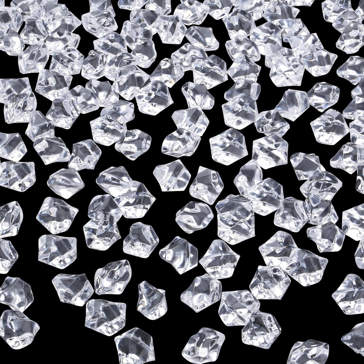YATOJUZI 500pcs Fake Ice Cubes Christmas Vase Fillers Clear Acrylic Crushed Rocks Plastic Diamonds Gems for DIY Accessories Party Wedding Centerpiece Table Scatter Prop Display 0.5" (Only Clear)