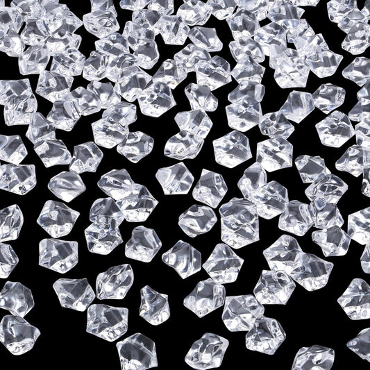 YATOJUZI 500pcs Fake Ice Cubes Christmas Vase Fillers Clear Acrylic Crushed Rocks Plastic Diamonds Gems for DIY Accessories Party Wedding Centerpiece Table Scatter Prop Display 0.5" (Only Clear)