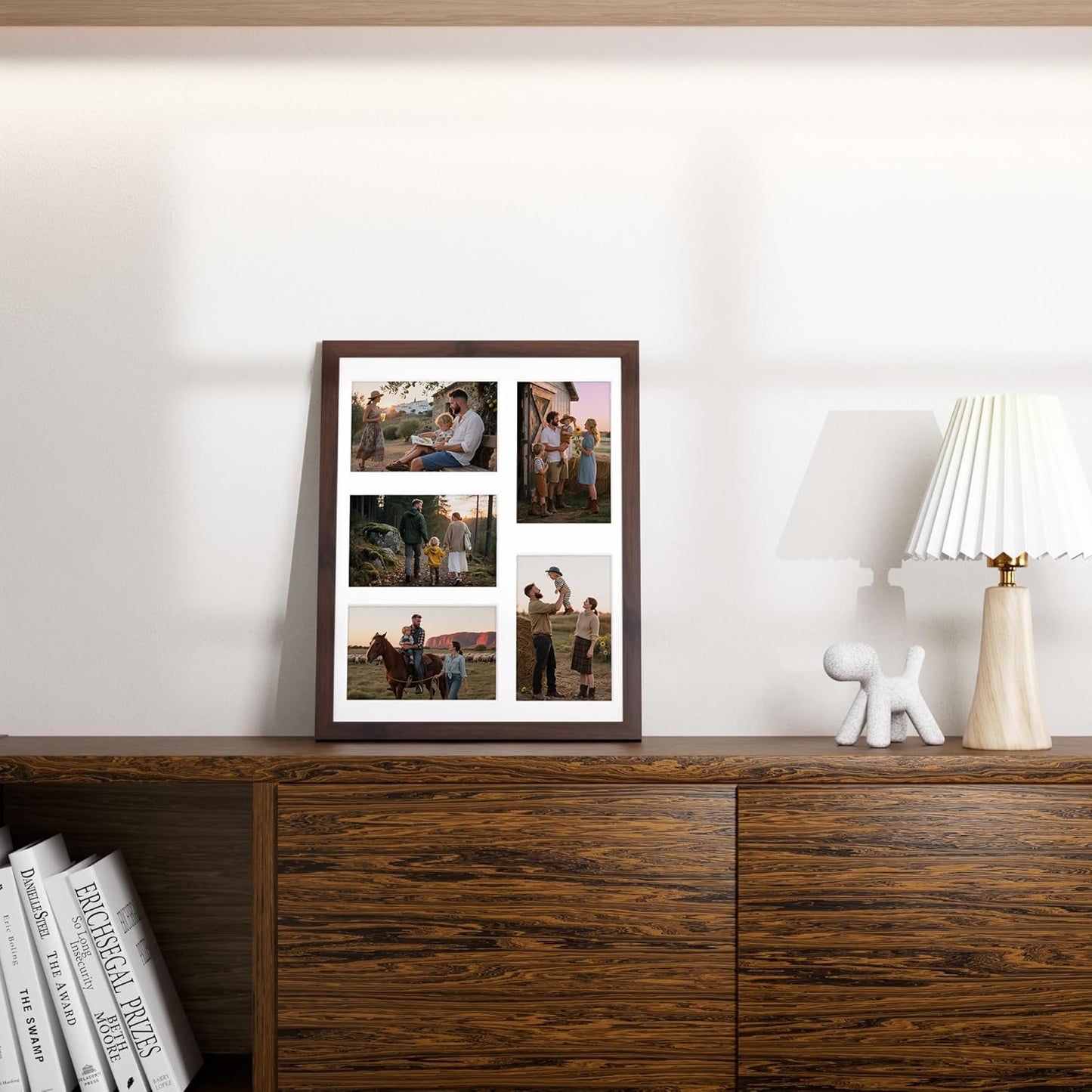 Vittanly 11x14 Collage Picture Frame, Displays 5Pcs 4x6 Pictures with Mat, Picture Frames Collage Wall Decor, Brown, 1 Pack