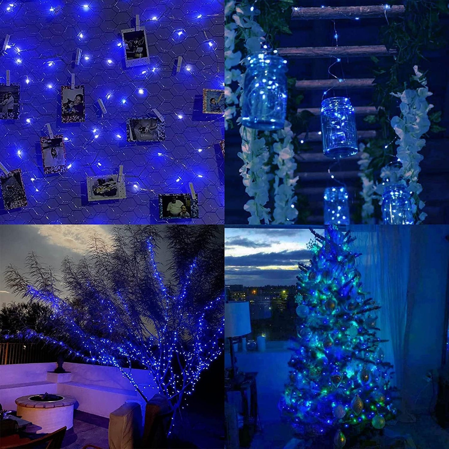 66Ft 200LED Fairy Lights Plug in, Waterproof String Lights Outdoor and Indoor 8 Modes Christmas Lights Bedroom Decor with Remote, Twinkle Lights with Timer for Girl's Room Christmas Decorations (Blue)