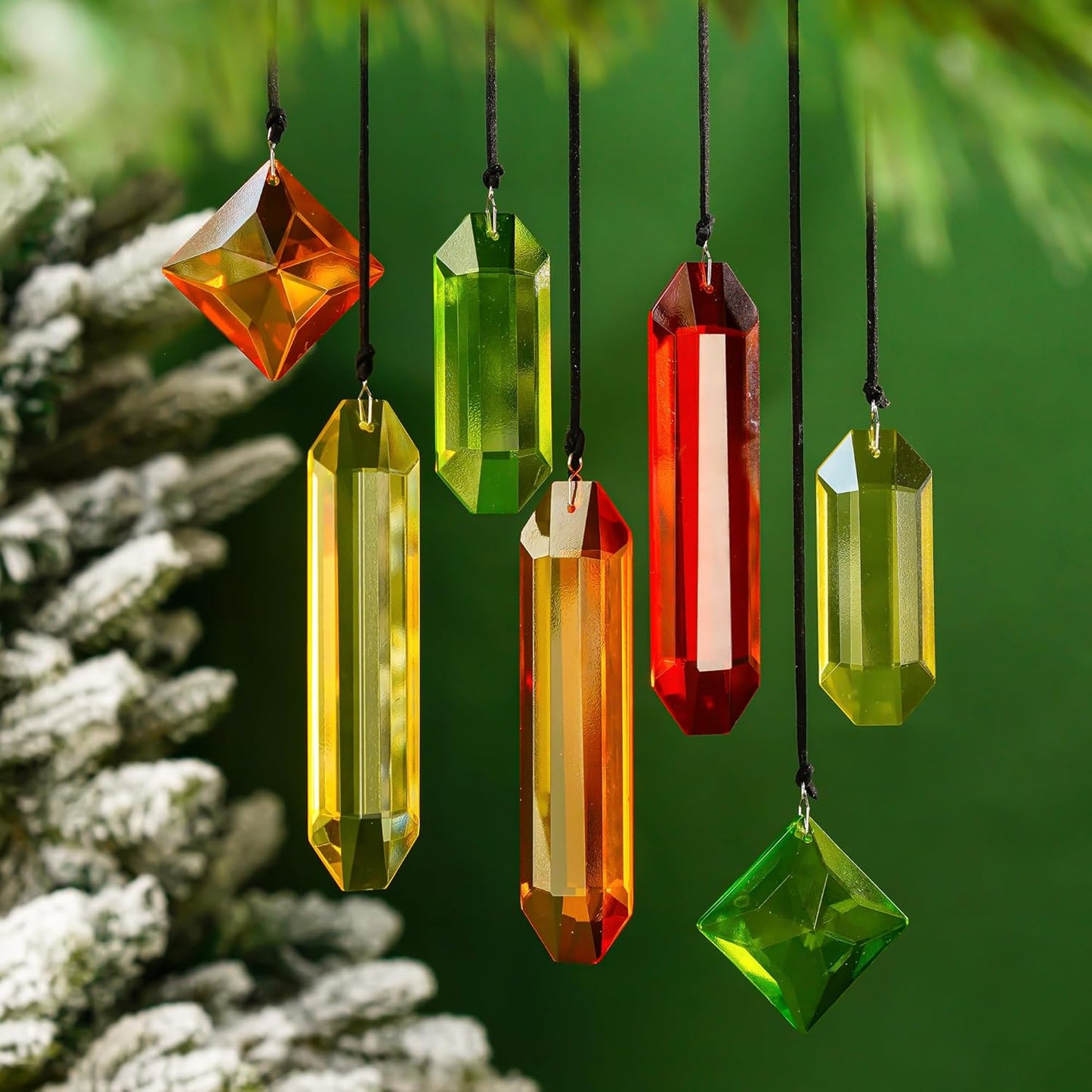 Set of 7 Colorful Crystal Ornaments for Window Hanging, Crystal Prisms Icicle Ornaments, Stained Gass Art Suncatcher for Indoor Window for Women