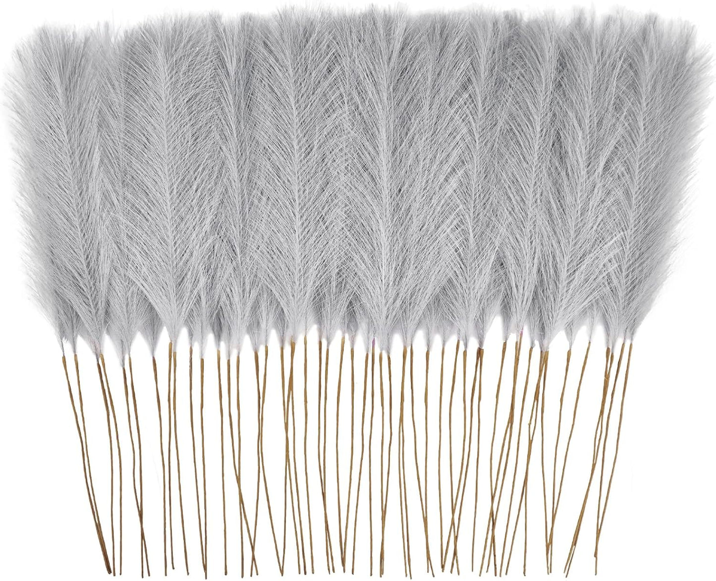 50pcs Faux Pampas Grass Grey, 21.6" Short Artificial Pompous Grass Floral Fake Pompas Grass Branches Vase Filler Flower Arrangement for Home Wedding Boho Decor