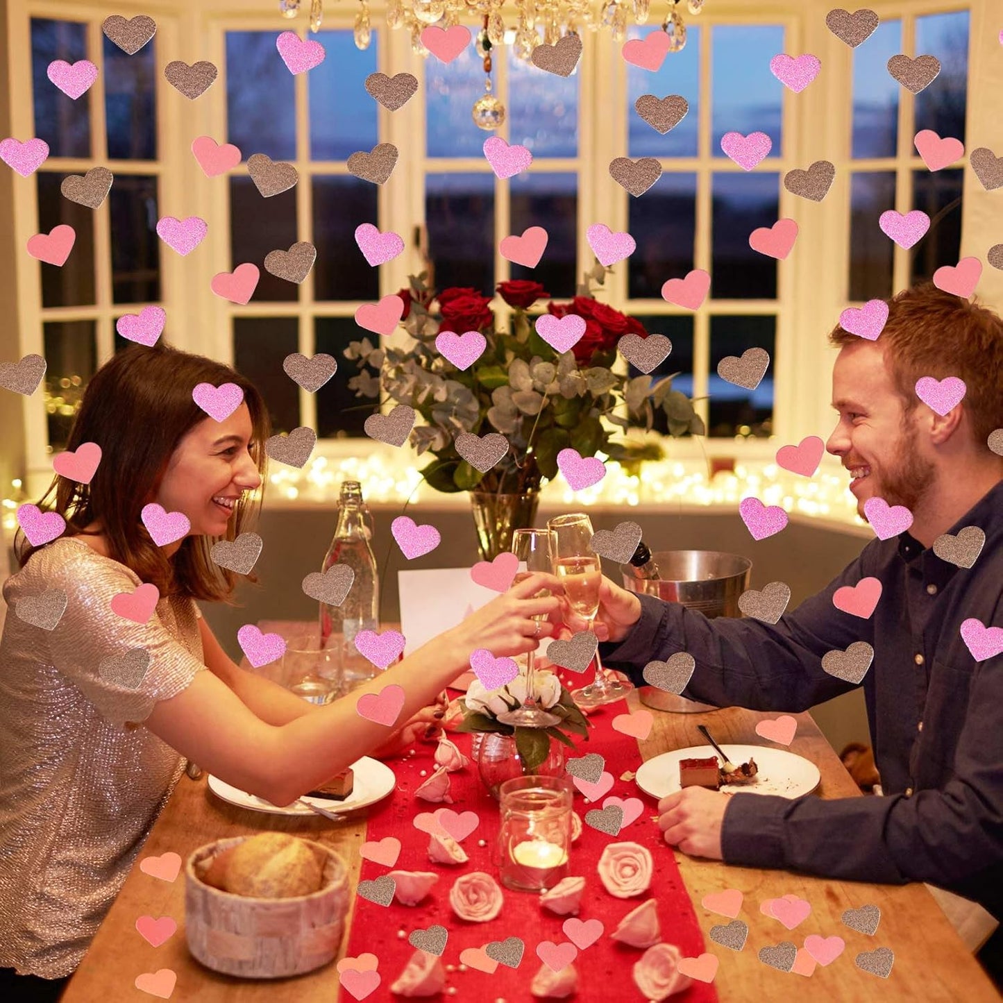 200 Pcs Pink Heart Paper Confetti for Valentine's Day Wedding Baby Shower Birthday Party Table Decoration Supplies