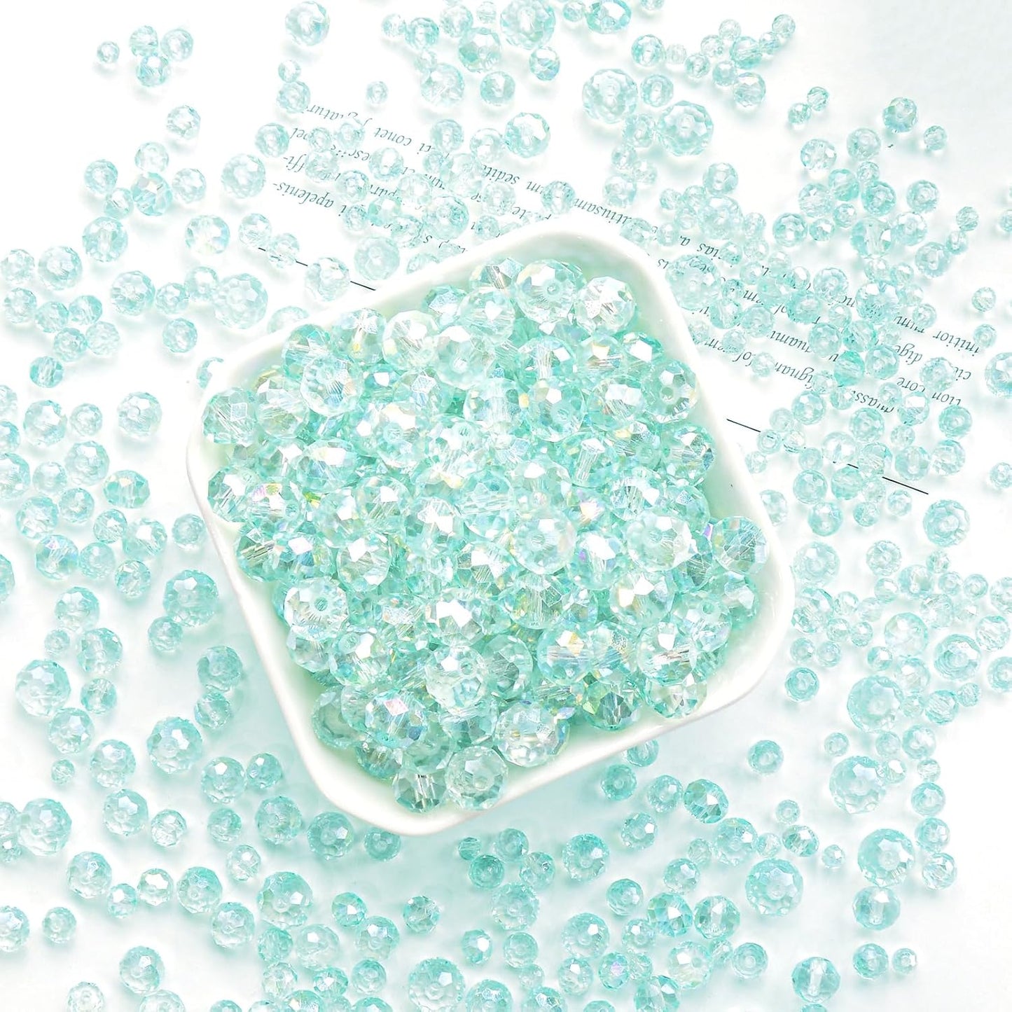 500Pcs 6mm Crystal Glass Beads for Jewelry Making Beads for Bracelets Necklace Pendants Making Supplies(Light Blue Green)