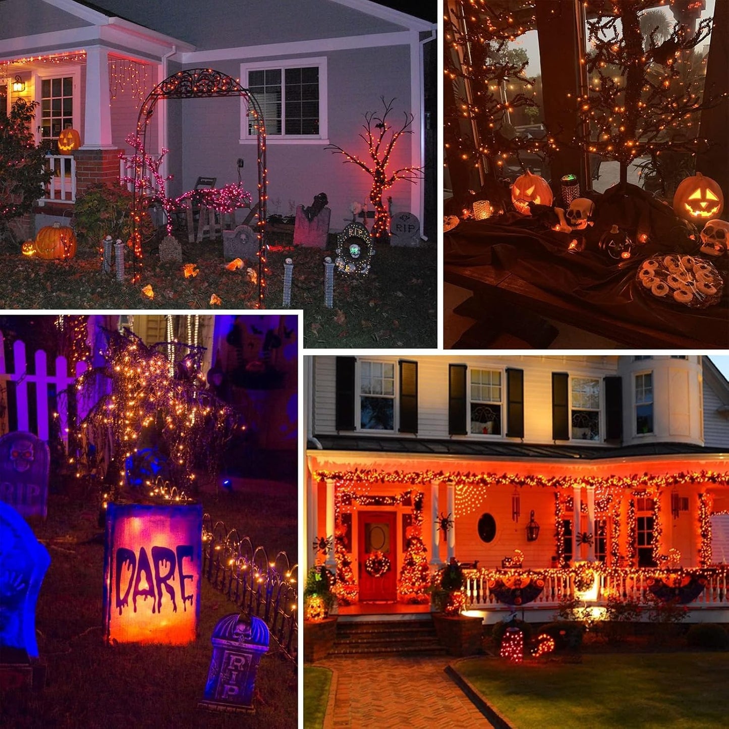 66Ft 200 LED Halloween Fairy Lights Plug in, 8 Modes String Lights with Timer for Outdoor & Indoor, Waterproof Twinkle Lights for Bedroom Garden Party Carnival Supplies Halloween Decorations (Orange)