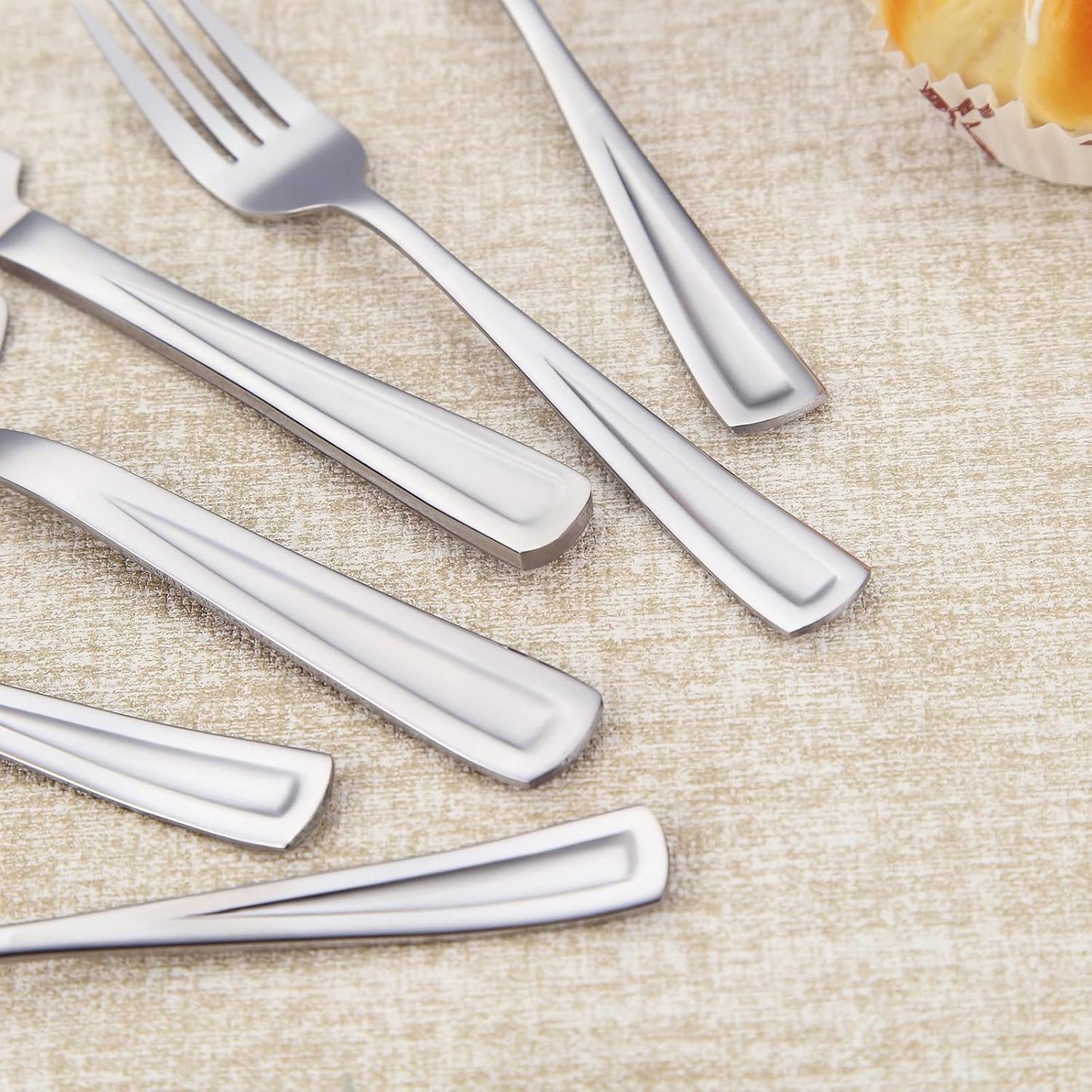 GoGeiLi Cake Knife and Server Set with 4 Salad Forks, Heavy-Duty 18/0 Stainless Steel Cake Cutting Set for Wedding Birthday Parties Anniversary, Dishwasher Safe