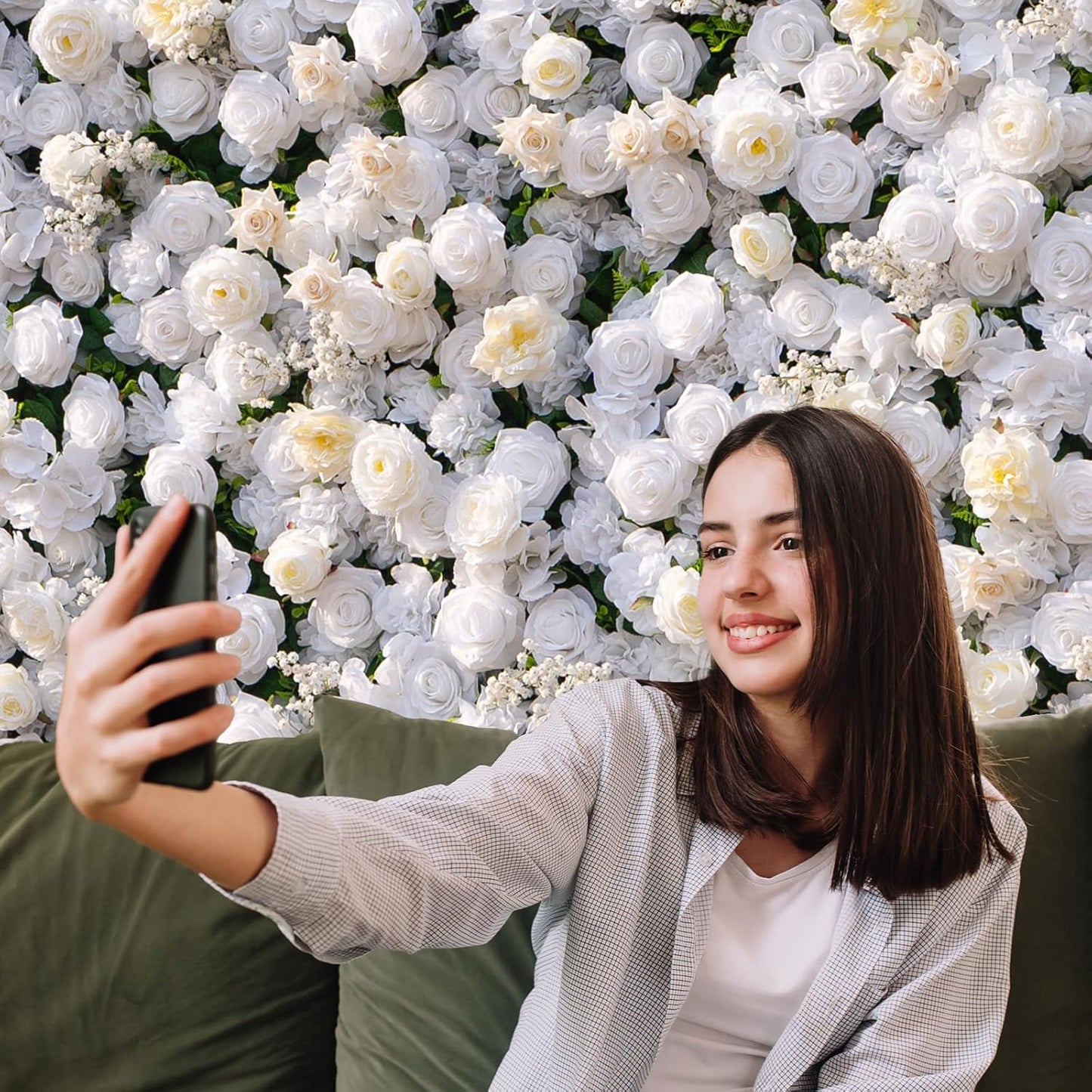 Artificial Luxury‌ Flower Wall Panels, Gorgeous 3D Silk Floral Backdrop for Wedding, Baby Show, Party and Home Decor, Quick Assembly/Storage, Eco ＆ Pet Friendly, 2 pcs, Each Panel 2 * 8 ft.