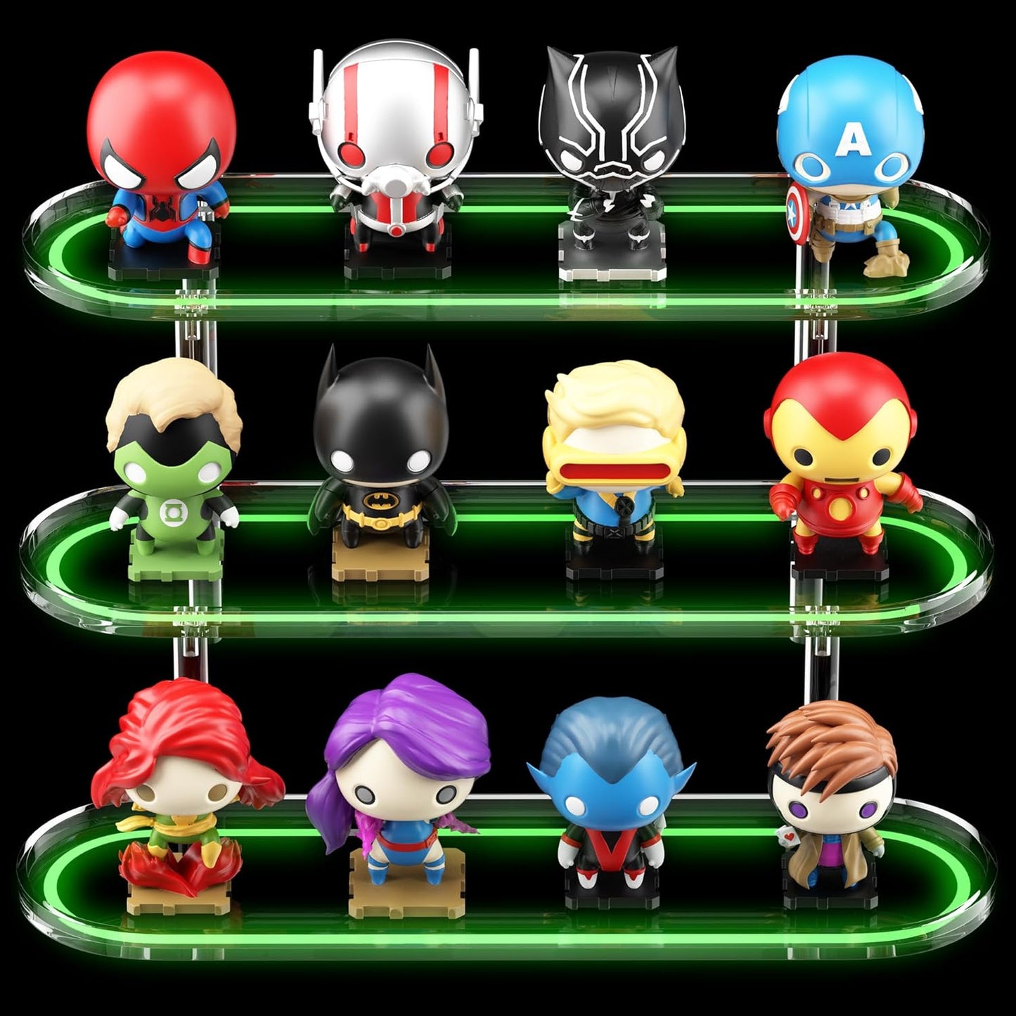 Acrylic Riser Display Shelf for 𝐚𝐦𝐢𝐢𝐛𝐨 Funko-POP Figures, Floating Shelves Display Ledge for Organizer and Decoration, Collectibles Display Stands Showcase, Glowing at night