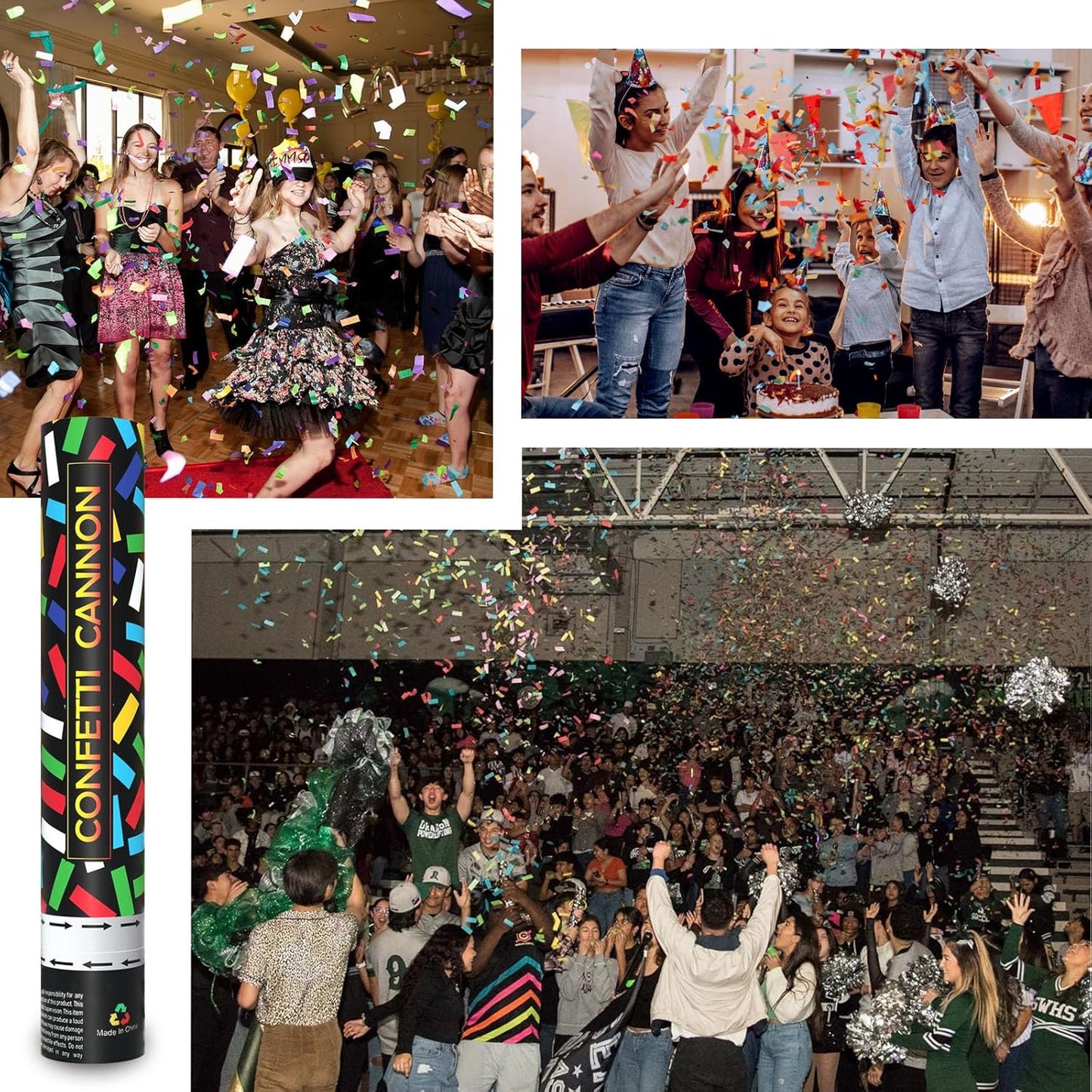 6 Pack Colorful Confetti Poppers, 12 Inch Biodegradable Confetti Cannon Party Poppers Shooters for Birthday, Wedding, Graduation, Anniversary, Parties