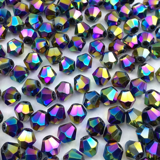 250pcs 6mm Bicone Crystal Glass Beads Loose Spacer Beads Faceted Craft Beads for Jewelry Making DIY Necklace Bracelet Earring Wind Chimes Suncatchers Ornamen(Rainbow)