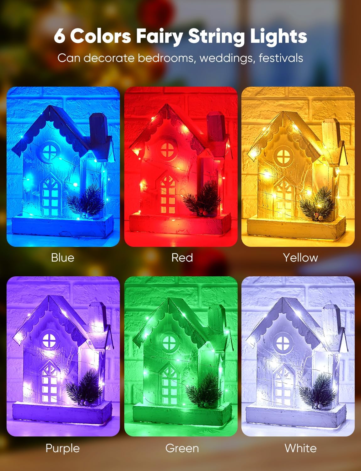 Brightown 14 Pack 6 Color LED Fairy Lights Battery Operated String Lights, 7ft 20LED Waterproof Silver Wire String Lights, Firefly Starry Moon Lights for Mason Jars DIY Christmas Wedding Party Bedroom