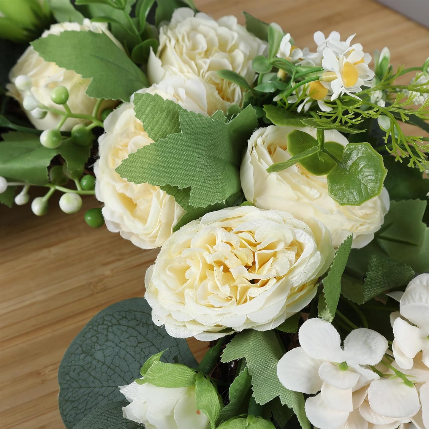 H&W 2pcs Artificial Wedding Arch Flowers for Wedding Sign, Floral Swag Dusty Decor for Reception Ceremony Backdrop Sweetheart Table (Champagne Colored Peony)