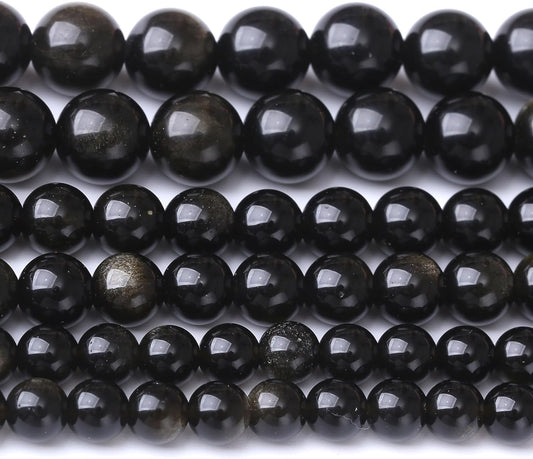 Gold Obsidian Stone Beads for Jewelry Making DIY Craft Gemstone Beads Kit (12mm, 30pcs) Cosmic Crystal Pebbles for Bracelets, Necklaces, Home Decor
