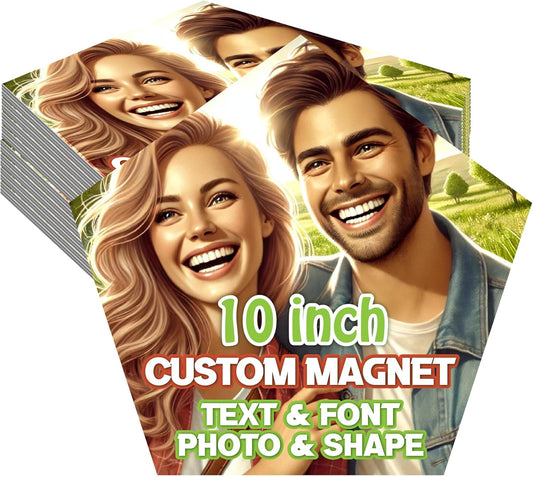 KETABAO – 10" Personalized Car and Refrigerator Pentagon Photo Magnets - Create Customized Photo Magnets for The Office and Kitchen