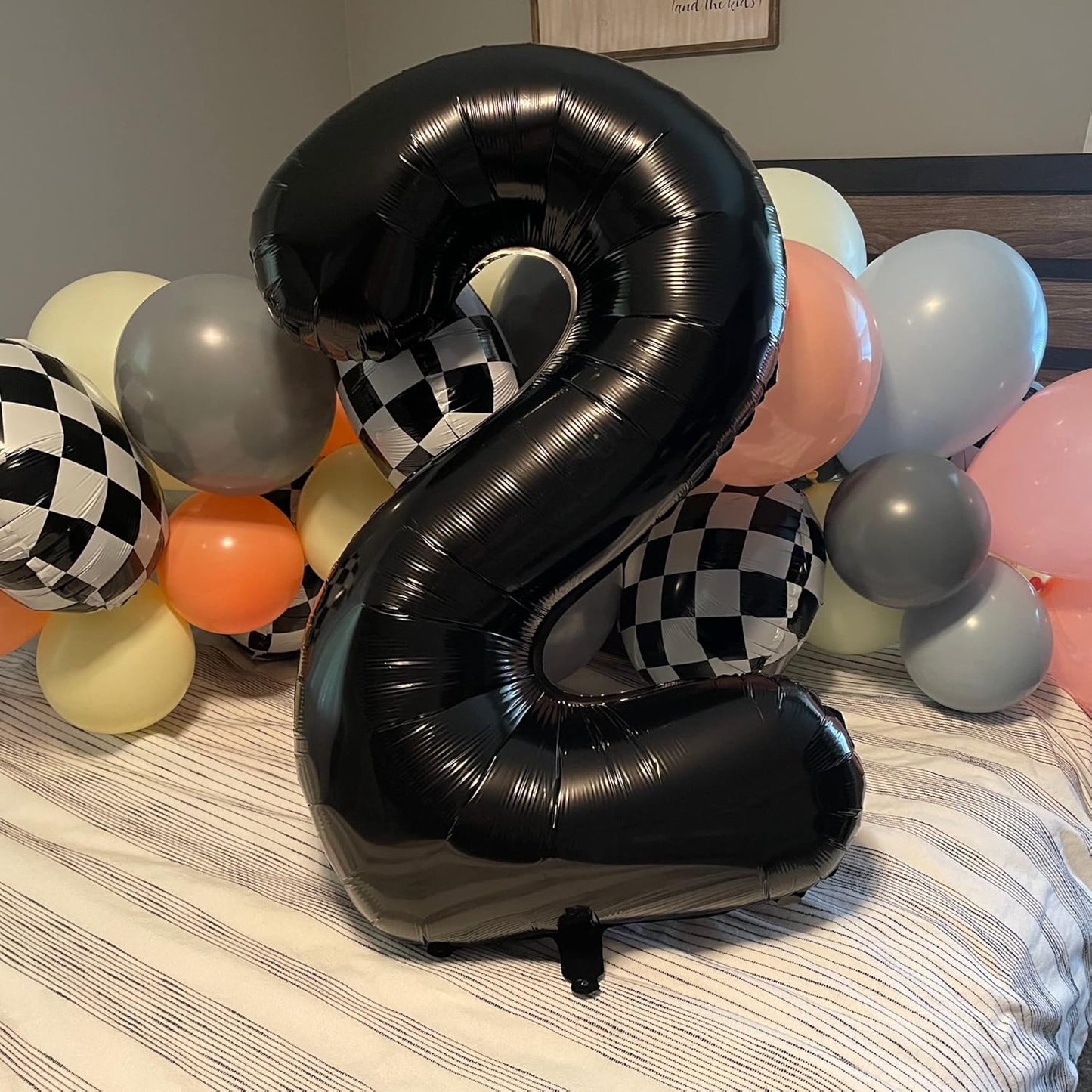 Black Foil Balloon Number 2, 40'' Giant Self Inflating Number Balloons Set 0-9, Large Number 2 Helium Balloon for Girls Boys 2nd Birthday Graduation Anniversary Halloween Party Decorations Supplies
