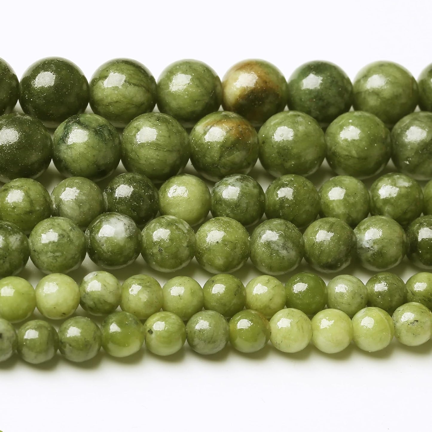 Matcha Green Jade Stone Beads Gemstone Round Crystal Energy Jade Beads Stone Beads for Jewelry Making DIY Bracelet Necklace Jewelry Making 1 Strand 15.5inch 35PCS 10MM