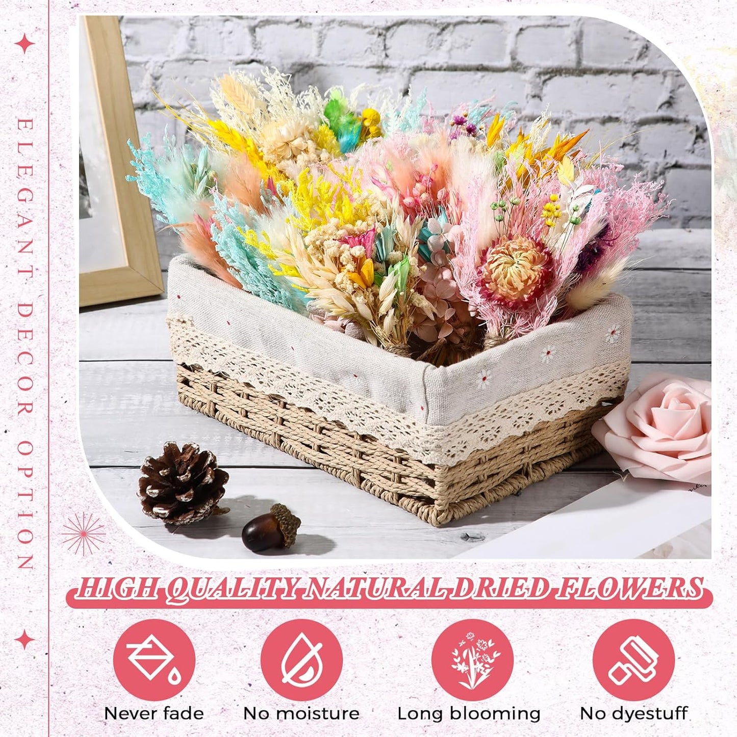 Layhit 12 Pack Boho Dried Flower Bouquet Mini Wedding Handmade Dry Flowers Decor for Vase Crafts DIY Photo Boutonniere for Men Floral Plant for Bridesmaid Gift Birthday Decor