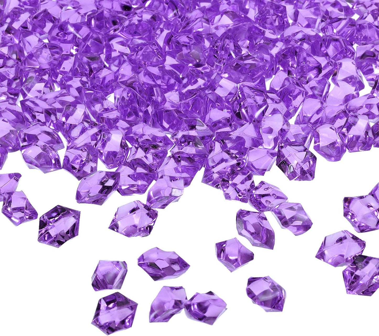 uxcell 1000pcs Fake Ice Rocks, Dazzling Clear Resin Crushed Ice Sparkling Fake Diamonds Gem Stones for Vases Fillers Table Scatter, Theme Party Favors, Purple