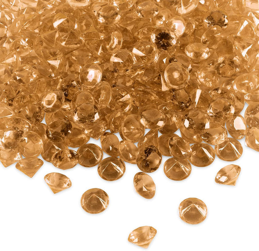 Super Z Outlet Acrylic Color Faux Round Diamond Crystals Treasure Gems for Table Scatters, Vase Fillers, Event, Wedding, Birthday Decoration Favor, Arts & Crafts (1 Pound, 240 Pieces) (Brown)