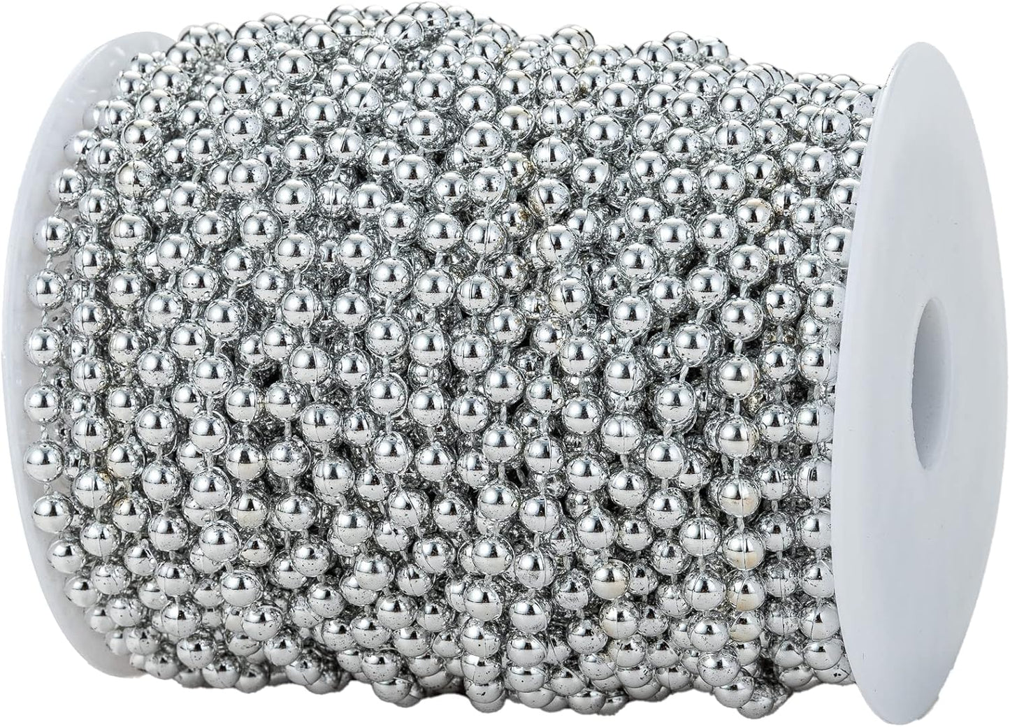 6mm Crafts Faux Pearl Beads Garland Pearl Bead Roll Strand of Pearls to Decorate Floral Centerpieces Wedding Party Favor Christmas Tree(82Feet Silver)