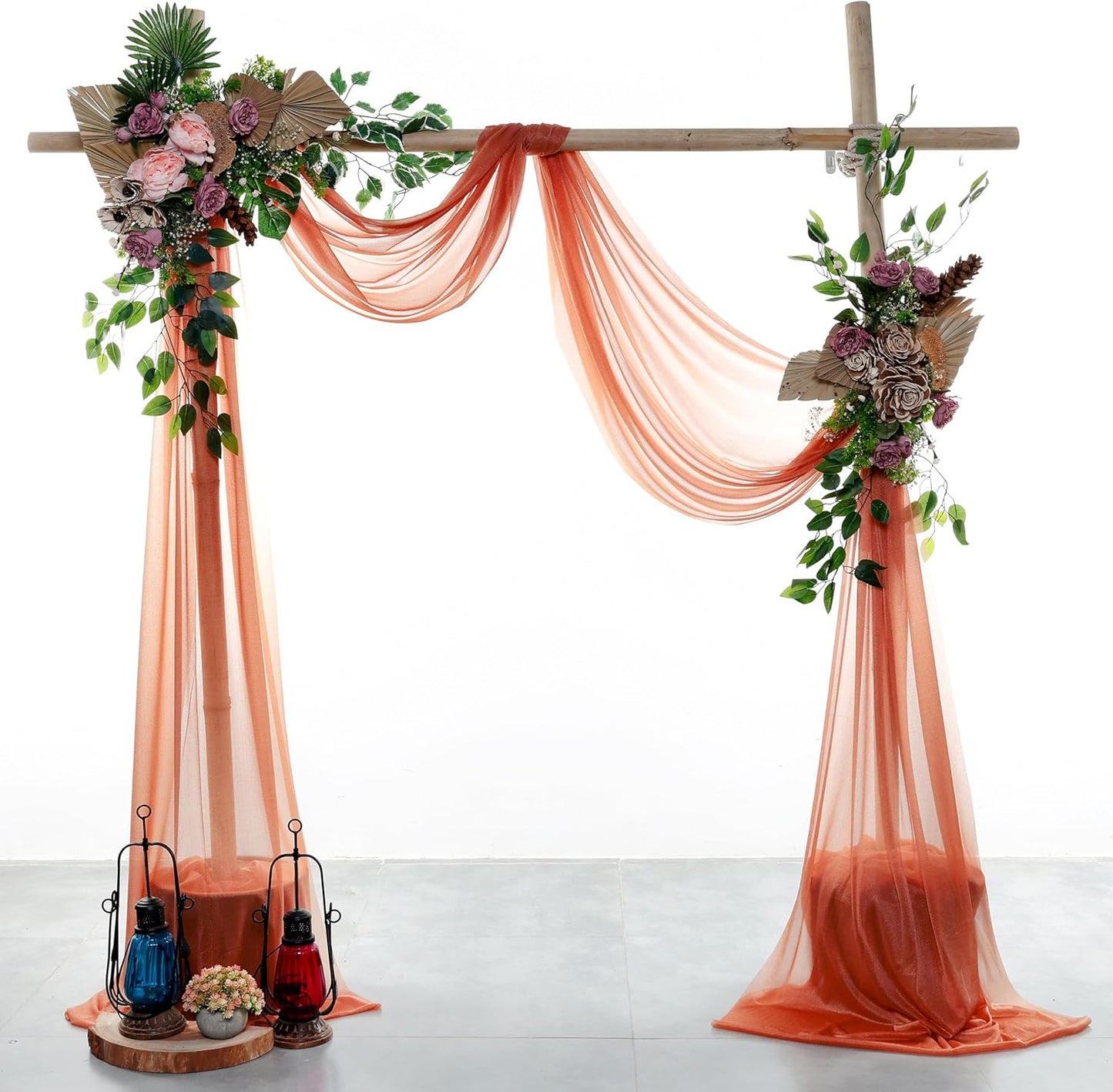VDS Pack of 1 Panel (30 Inch X 40 Feet) Wedding Arch Draping Fabric Sheer Chiffon Fabric Drapery for Wedding Ceremony Reception Swag Backdrop Canopy Chuppah ARBO Altars Decoration (Terracotta)