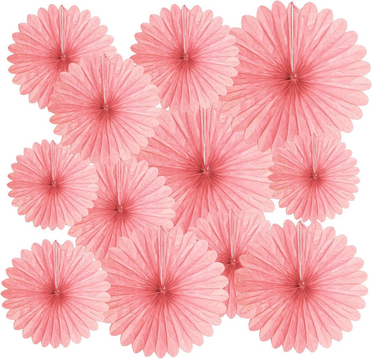 20 Pcs Light Pink Hanging Paper Fan, Hanging Honeycomb Round Paper Fans for Weddings, Birthdays, Christmas, Baby Showers, Classroom, Events Ceiling Party Supplies Decorations