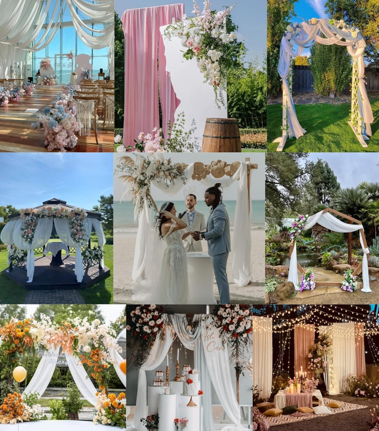 Baby Blue Wedding Arch Draping Fabric 2 Panels 29" x 20 FT Blue Wedding Drapes for Backdrop Sheer Curtain Drapes for Romantic Bridal Baby Shower Ceremony Birthday Party Fall Outdoor Events