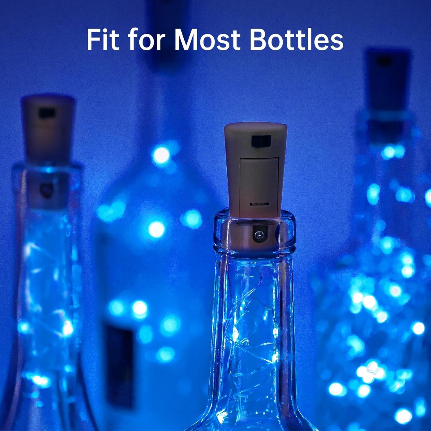 Aluan Wine Bottle Lights with Cork 10 Pack 20 LED Christmas Mini Fairy Lights for Indoor, Waterproof Battery Operated Cork Lights for Liquor Bottles Party Jar Wedding Reception Bar Decoration, Blue