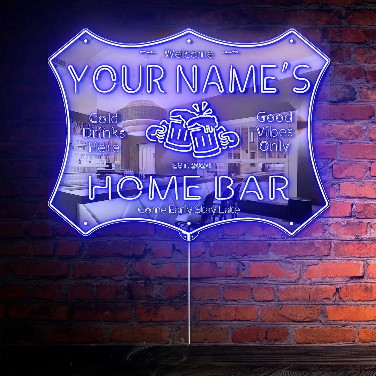 ADVPRO Personalized Your Name Home Bar RGB Dynamic Glam LED Sign - Cut-to-Edge Shape - Smart 3D Decoration - Multicolor Signage st06s32-fnd-p11d-tm-c