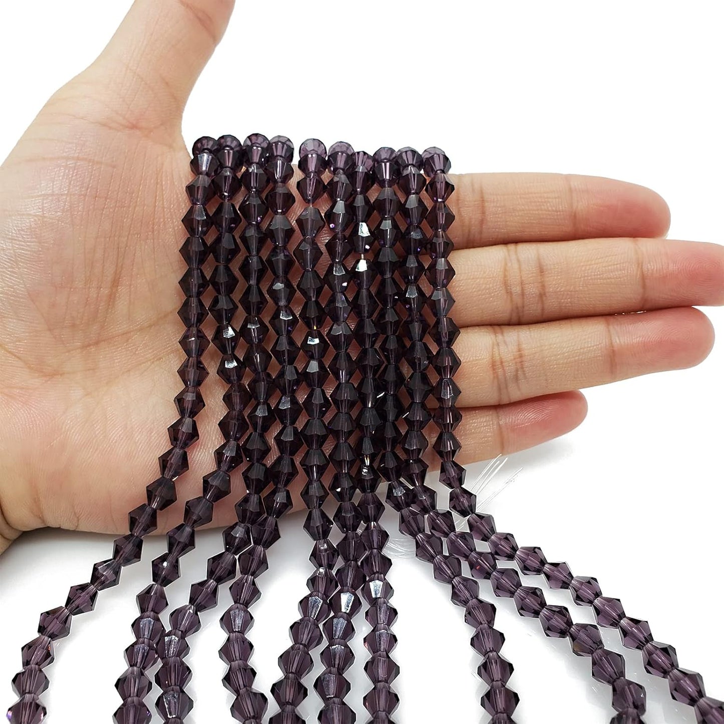 6mm Bicone 450Pcs Violet Crystal Glass Beads Faceted Bicone Shape Crystal Glass Spacer Beads for Bracelet Necklace Decorative Hand Jewelry Making (Violet, 6MM)