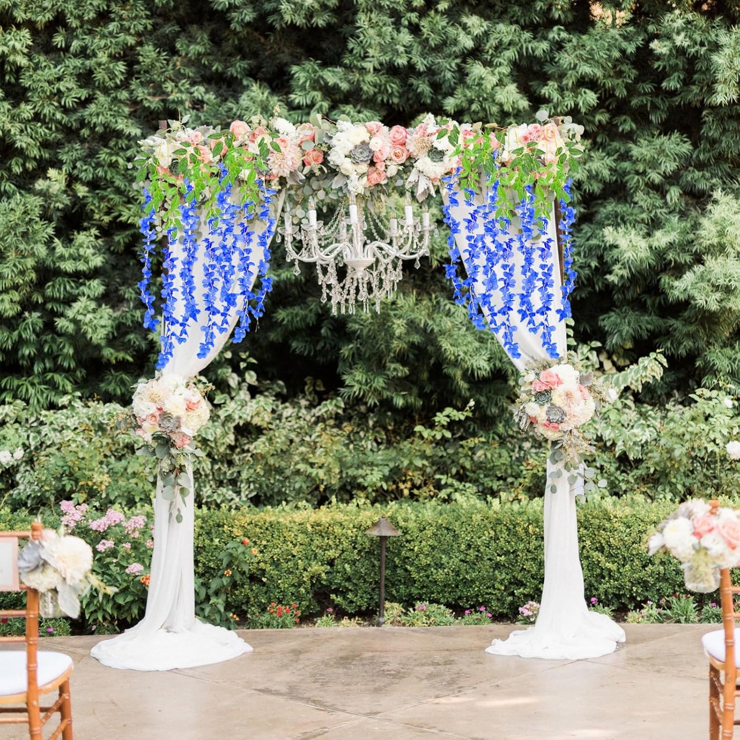 36 Pack Royal Blue Wisteria Hanging Flowers, 3.44 Ft Fake Hanging Flowers, Artificial Wisteria Garland Vines for Wedding Room Backdrop Outdoor Patio Garden Decoration