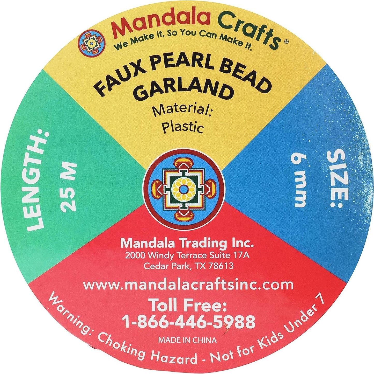 Mandala Crafts 6mm Faux Brown Pearl Beads Roll - 27 Yards Strand of Fake Pearls Chain Garlands Spool String for Christmas Tree, Wedding, Party, Vases, DIY Decoration