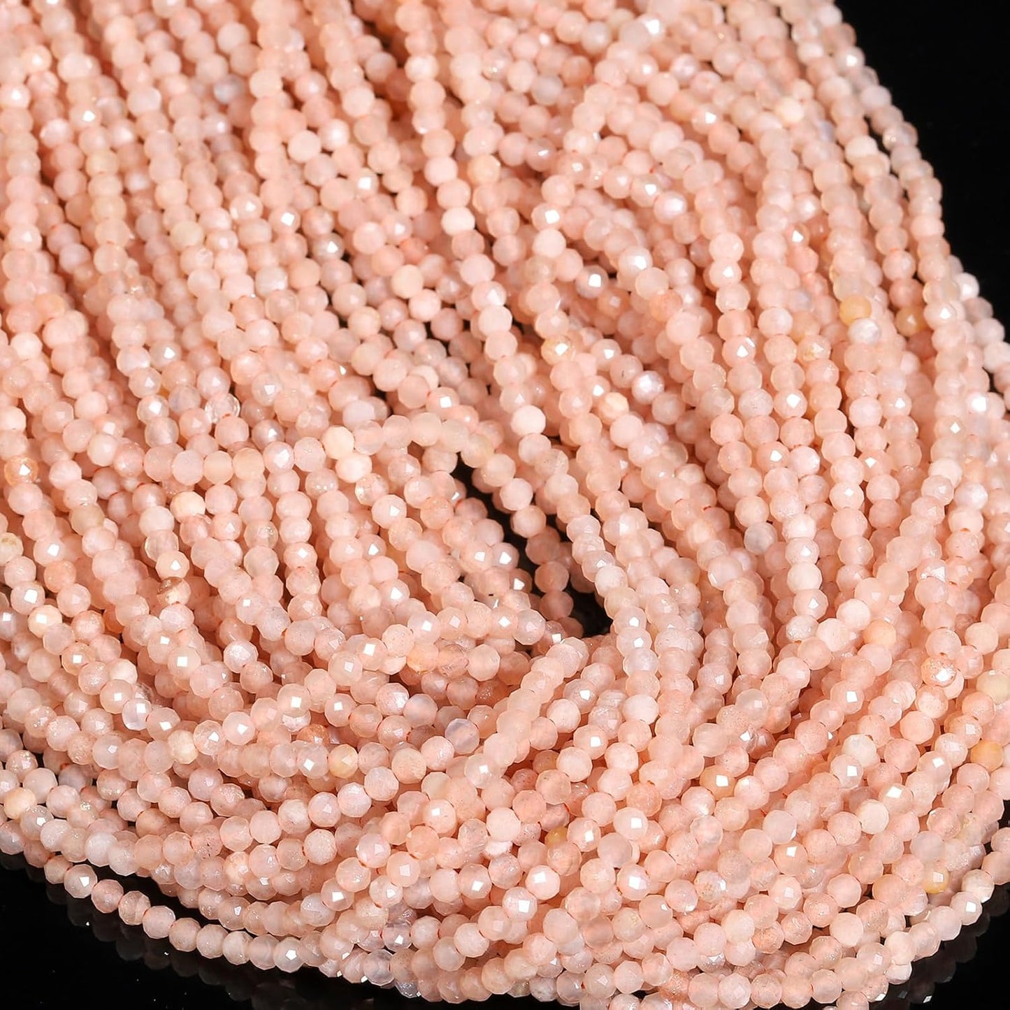 Song Xi 180pcs 2mm Natural Sunstone Gemstone Beads Faceted Round Loose Stone Beads for Jewelry Making