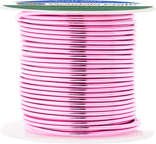 Mandala Crafts 16 Gauge Anodized Aluminum Craft Wire for Jewelry Making - 100 FT Colored Flexible Pink Wire - Bendable for Bonsai Armature Crafting Sculpting