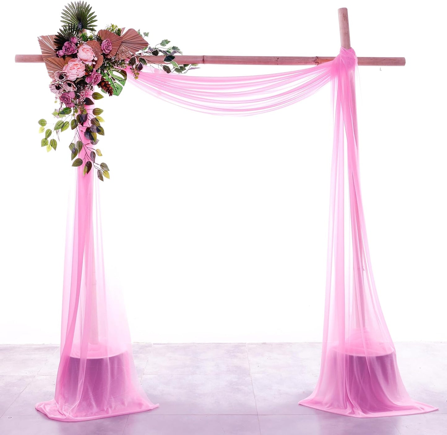 VDS Pack of 1 Panel (30 Inch X 50 Feet) Wedding Arch Draping Fabric Sheer Chiffon Fabric Drapery for Wedding Ceremony Reception Swag Backdrop Canopy Chuppah ARBO Altars Decoration (Bubblegum)