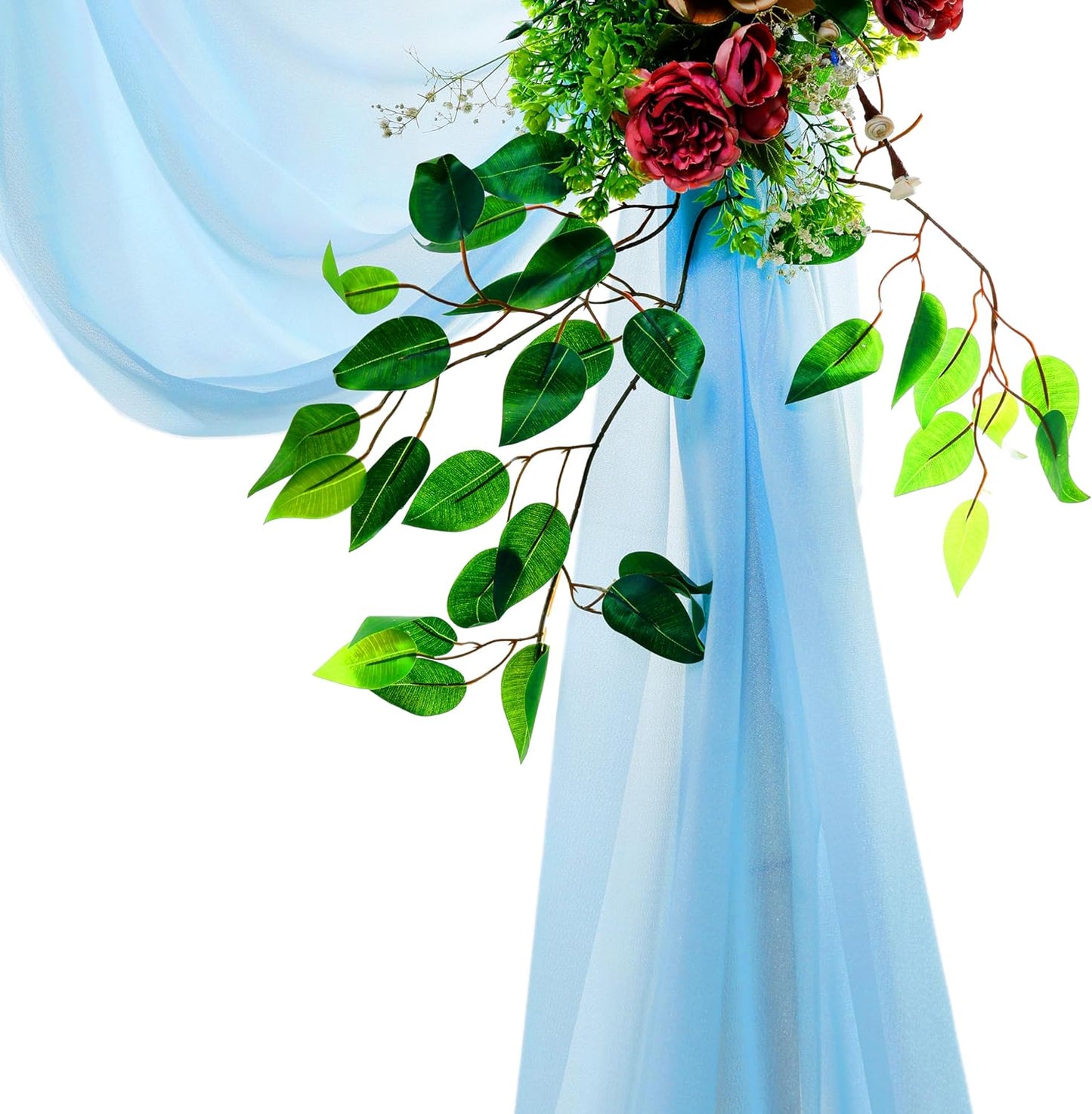 VDS Pack of 2 Panel (30 Inch X 40 Feet) Wedding Arch Draping Fabric Sheer Chiffon Fabric Drapery for Wedding Ceremony Reception Swag Backdrop Canopy Chuppah ARBO Altars Decoration (Turquoise)