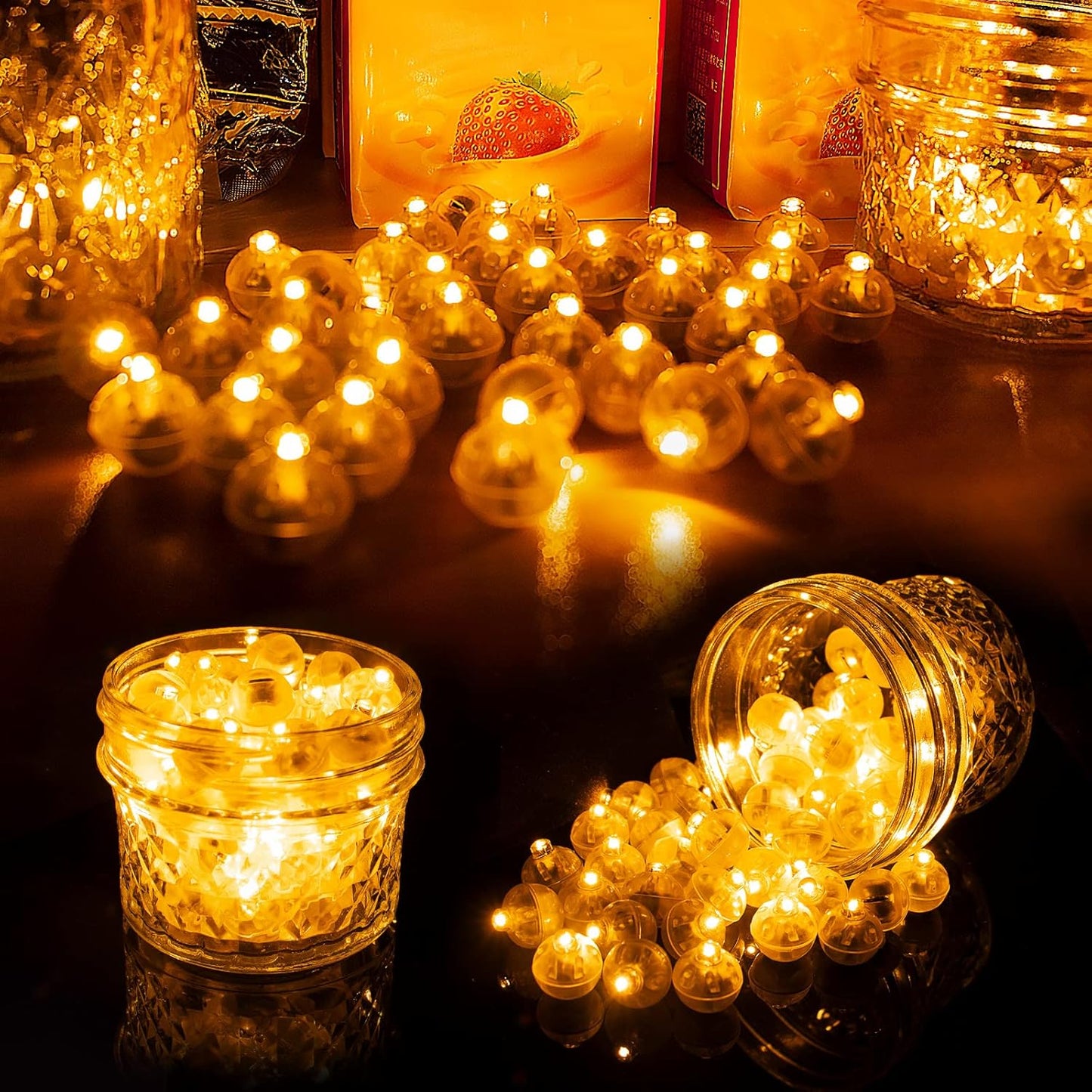 Aogist 200pcs Orange Balloon Light,Long Standby Time Waterproof Mini Ball Light,Round LED Flash Lamp for Paper Lantern Balloon Party,Wedding,Birthday,Festival,New Year and Christmas Decorative