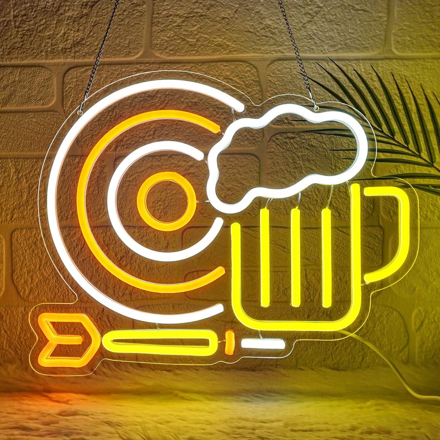 Beer Darts Neon Sign,Neon Signs for Wall Decor,Led Beer Sign for Bar,Neon Light Sign for Man Cave,Beer Sign for Bedroom,Light Up Sign for Bar,LED Wall Art Neon Sign for Party,Pub,Clubs