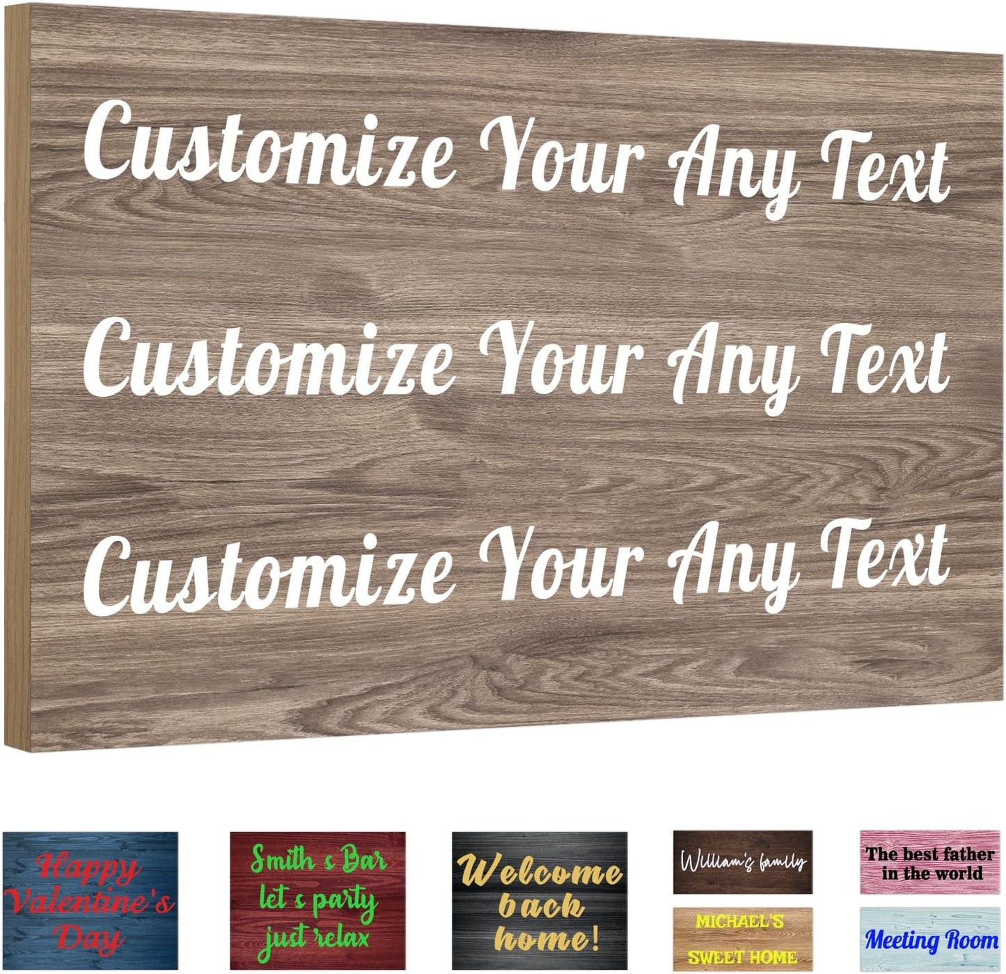 Custom Sign Personalized Wooden Signs for Home Customized Decorative Sign with Text for Wall Doors Bar Business Office Yard - 4 Size & 12 Board Colors Options