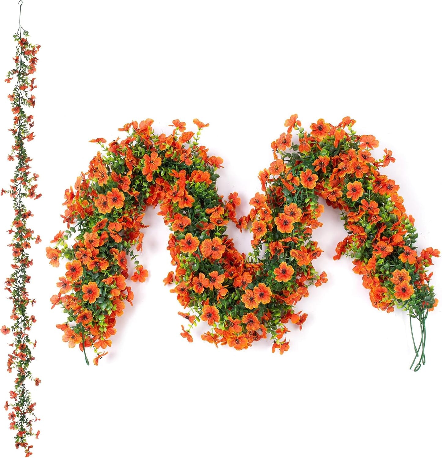 Artificial Flowers Garland Ivy, 4 Pack 5.9 FT Spring Summer Decor UV Resistant Fake Daisy Floral Vine Silk Hanging Flower for Home Garden Wedding Decor Photo Booth Backdrop(Orange)