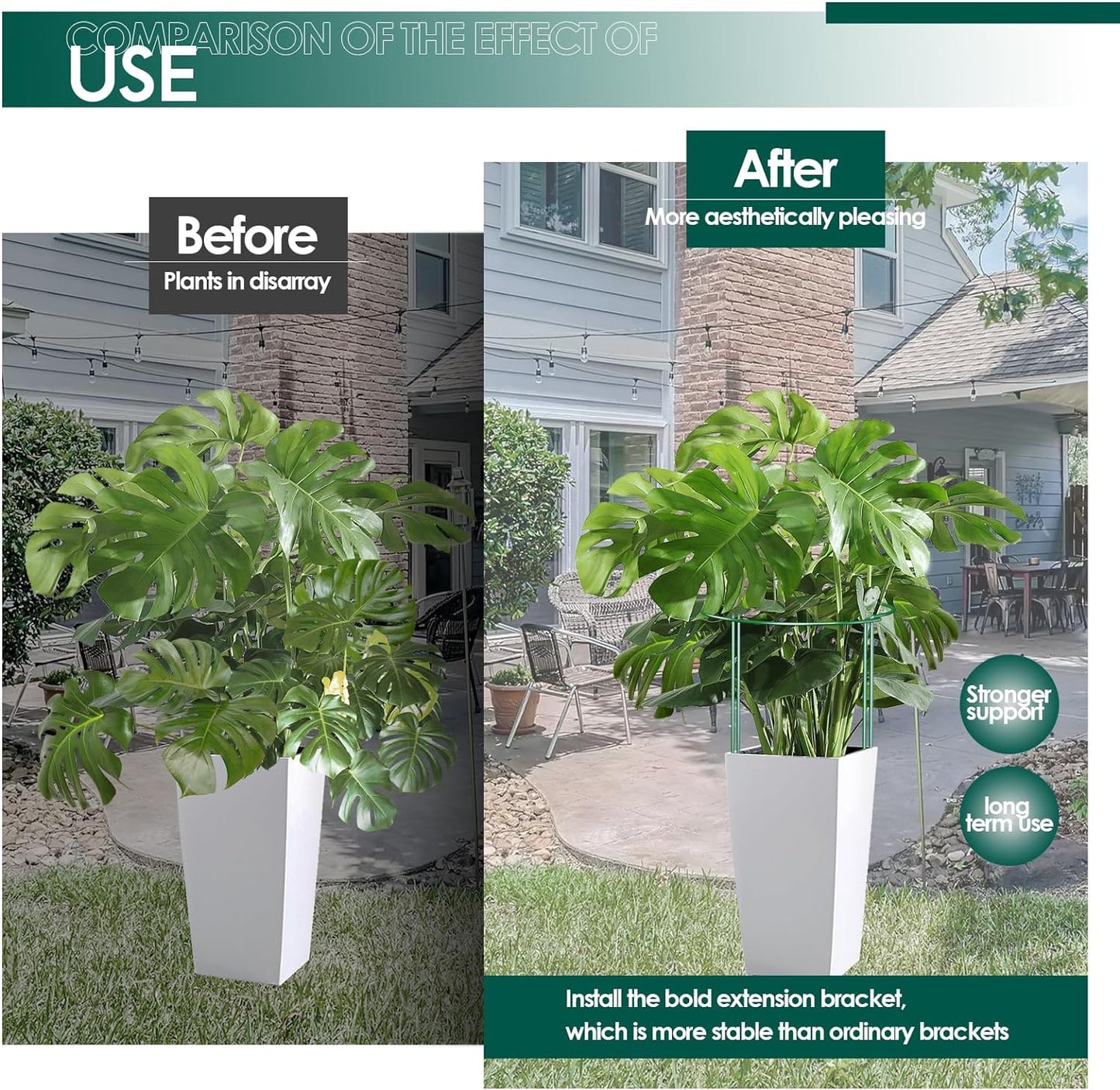 6 Pack 30 inch Plant Support Stakes, Heavy-Duty Half Round Peony Support, Garden Plant Stakes Cage for Outdoor Plants, Peony, Tomato, Hydrangea, (15In Support +15In Stainless Extension Tubes)